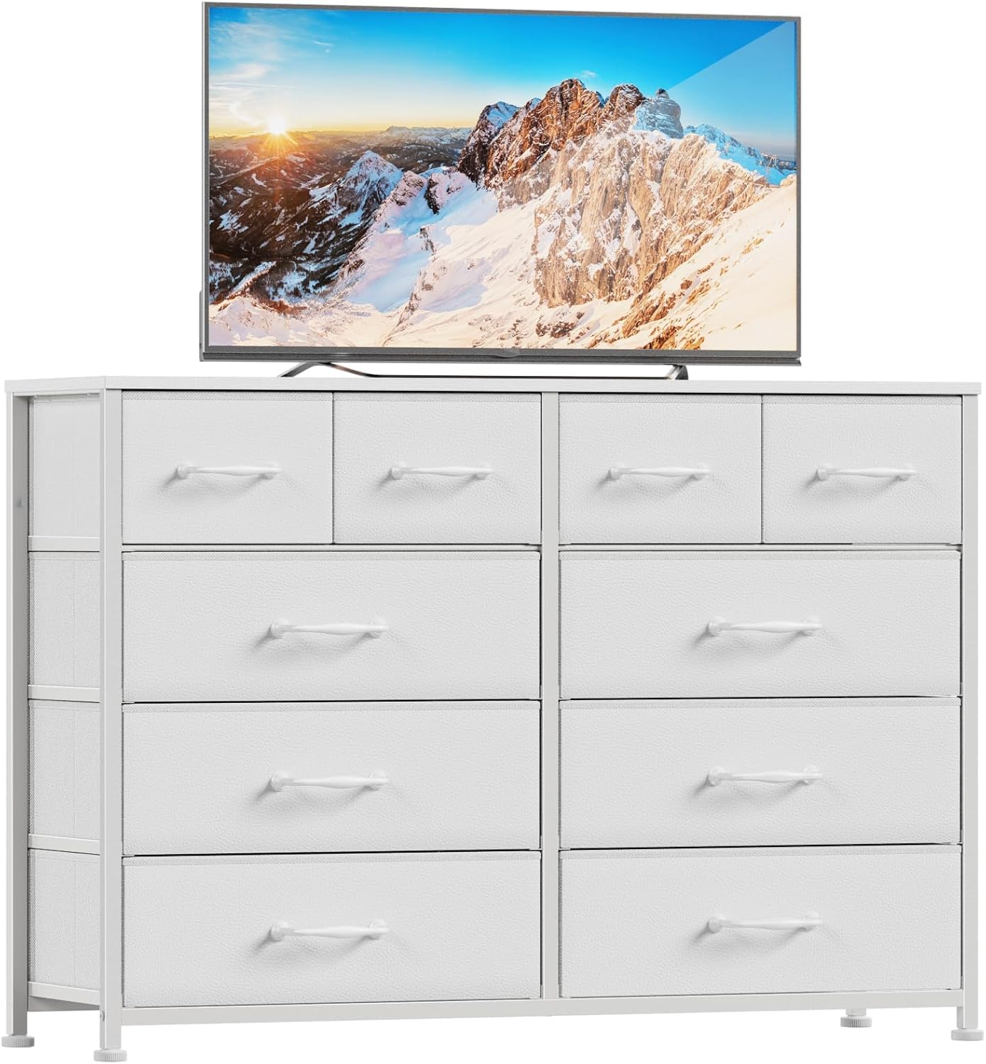 Furnulem 10-Drawer Dresser TV Stand – 55” Storage Cabinet for Bedroom or Living Room
