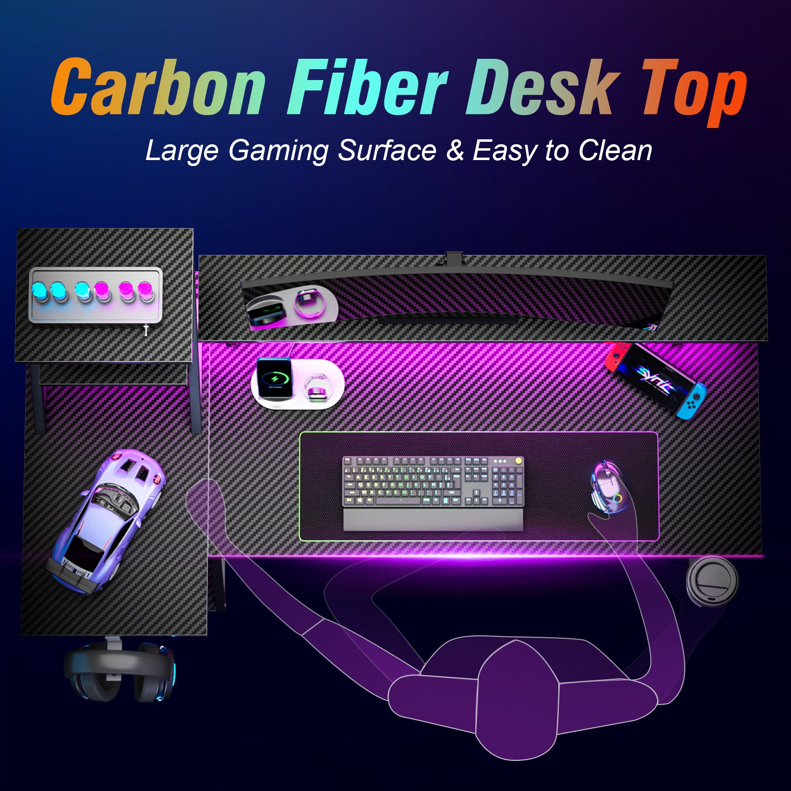 39 inch Black Gaming Desk with LED Lights Power Outlet Small L Shaped Computer Table with Monitor Stand Storage Shelves Modern Gamer Corner Desk Office