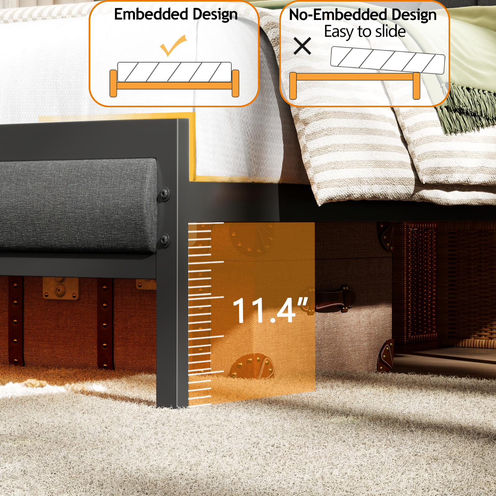 Twin Size Upholstered Platform Bed Frame LED Lights Charging Station Storage Headboard Shelf Grey Heavy Duty Metal No Box Spring Needed Gaming Dorm