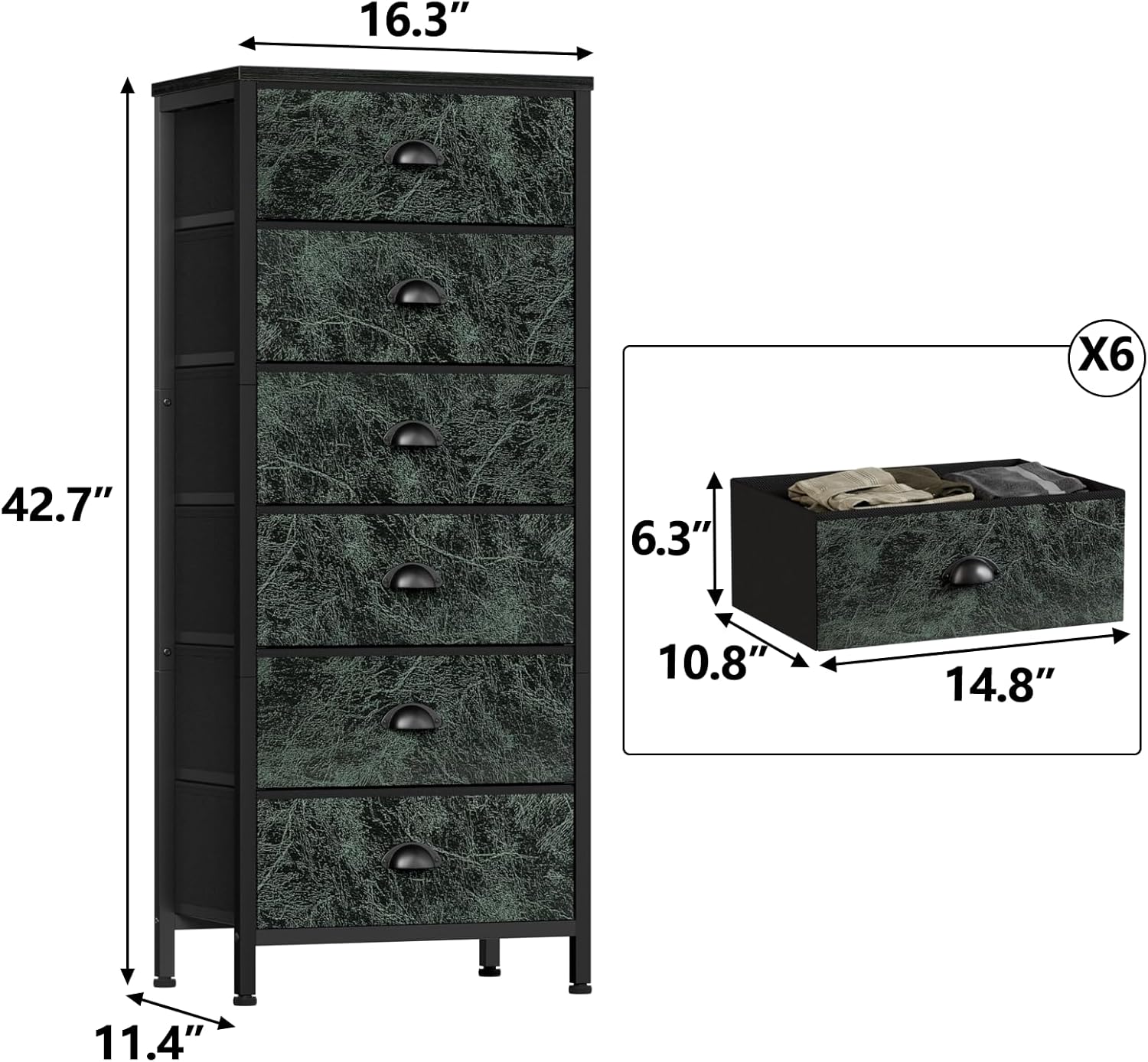 Furnulem Tall Dresser with 6 Fabric Drawers
