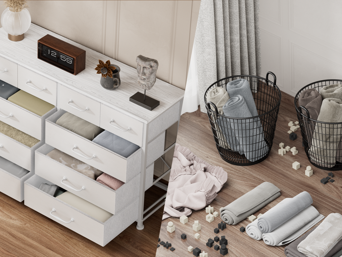 White Dresser for Bedroom with 10 Drawer  Entertainment Center for 40-45-50 inch Modern Tv Stand & Chest of Drawers for Living Room Hallway Entryway