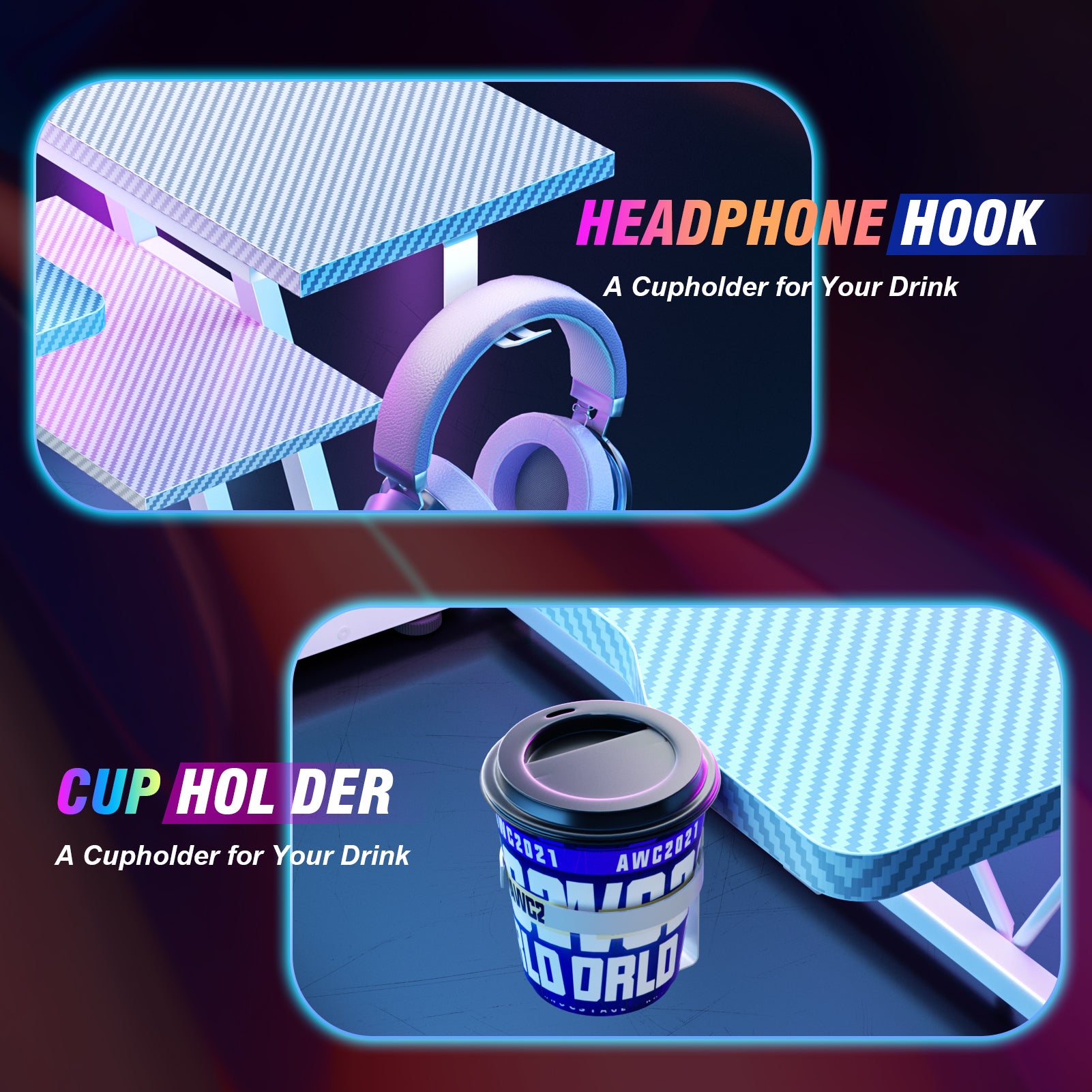 40 inch White Gaming Desk Pro Setup L Shaped Computer Table with Monitor Stand 3 Tier Storage Shelves Carbon Fiber Gamer