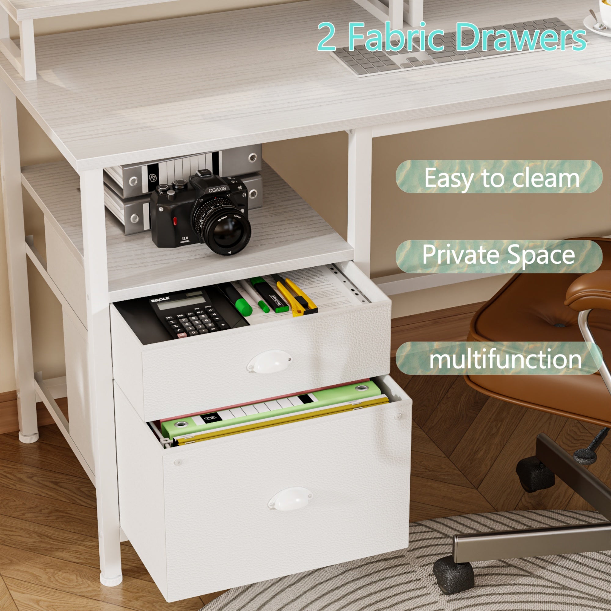 Furnulem 59 inch and 66 inch L-Shaped Metal Base Computer Desk with Power Outlet, Computer Desk with Monitor Stand & Charging Station