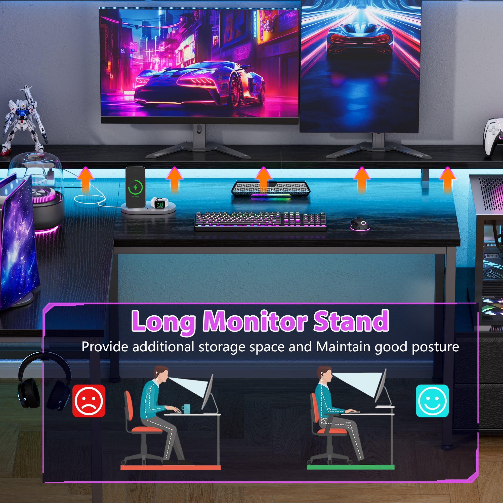 Electric Height Adjustable Standing Desk Sit to Stand Computer Desk with Storage Bag Memory Presets Ergonomic Home Office Workstation 55 Inch White