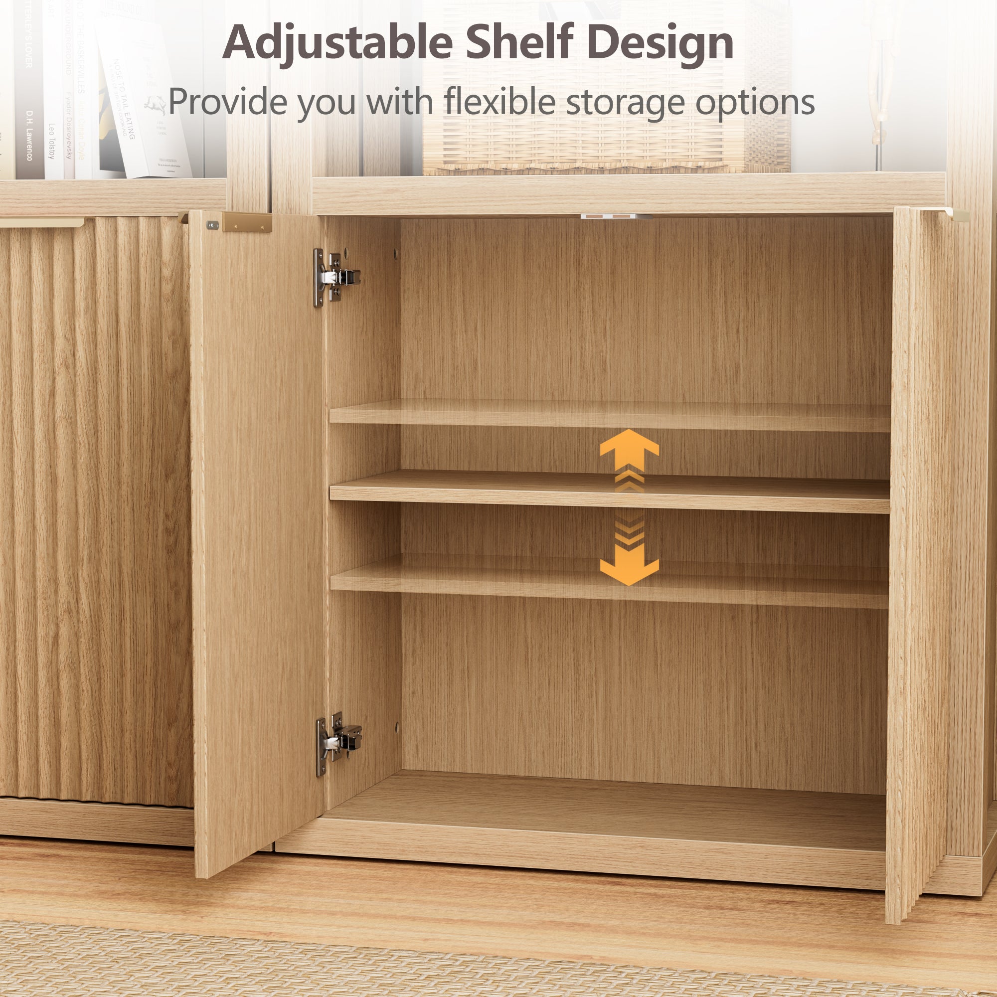 Furnulem Bookshelf and Bookcase with Door  Floor Standing 5-Tier Shelf Display Storage Shelves  Tall Bookcases for Home Office  Living Room