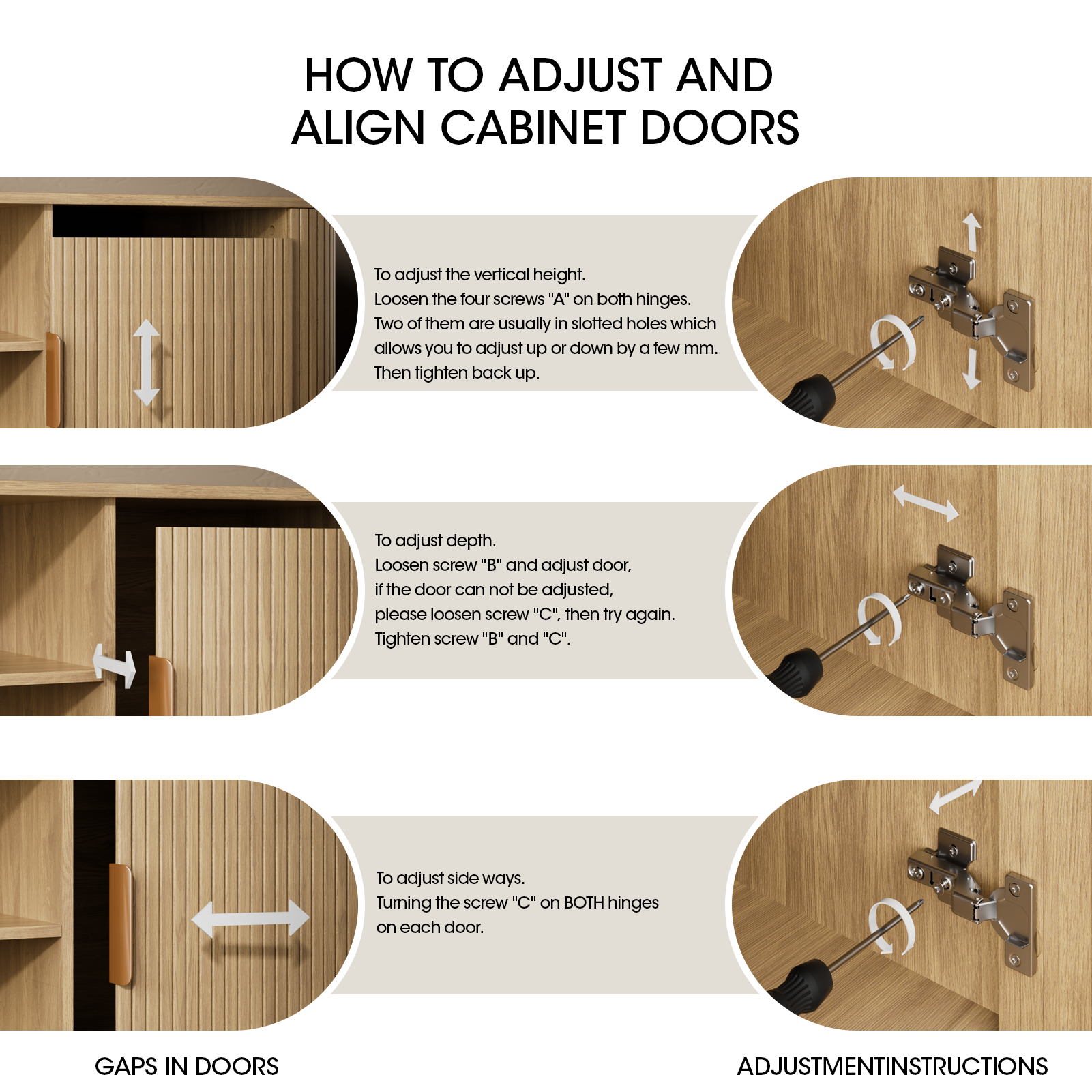 55 Inch Media Console for Bedroom Living Room Oak TV Stand for 65 Inch TV Mid Century Modern Cabinet Fluted Wood Detail Cable Management