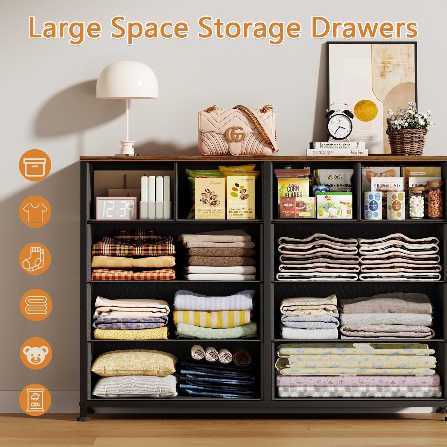 Furnulem 10-Drawer Dresser TV Stand – 55” Storage Cabinet for Bedroom or Living Room