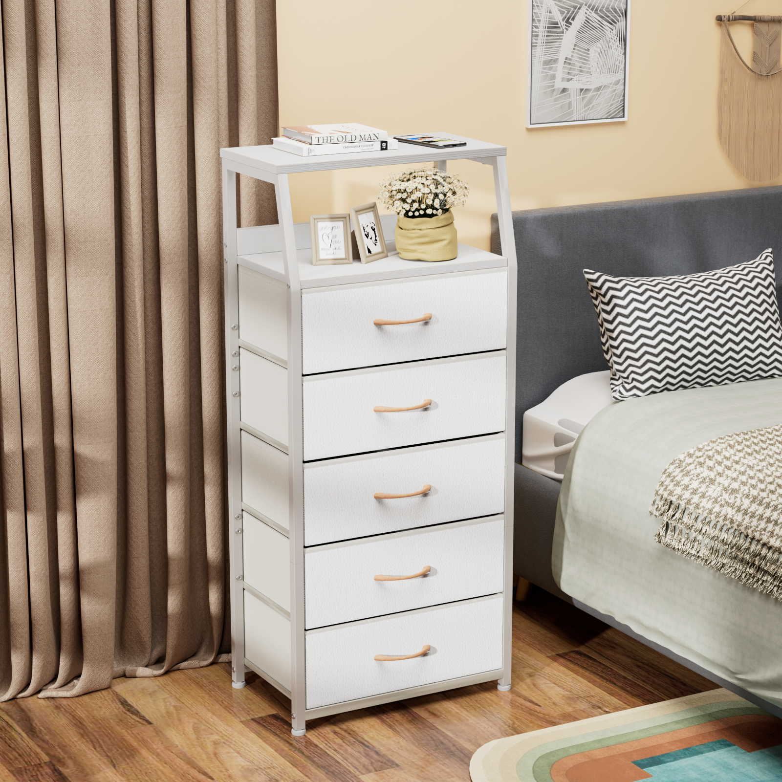 Furnulem Nightstand Dresser with Multi Fabric Drawers