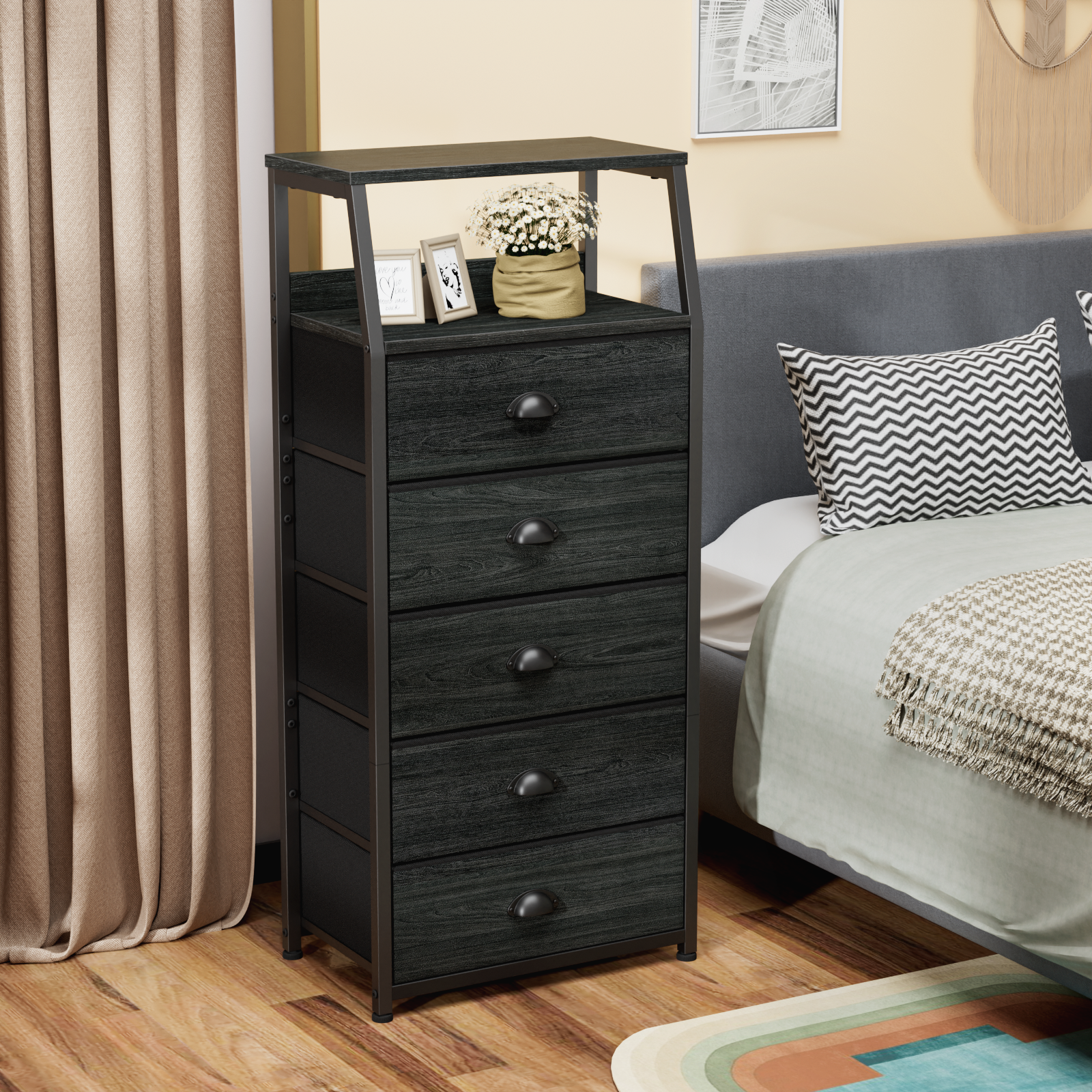 Furnulem Nightstand Dresser with Multi Fabric Drawers