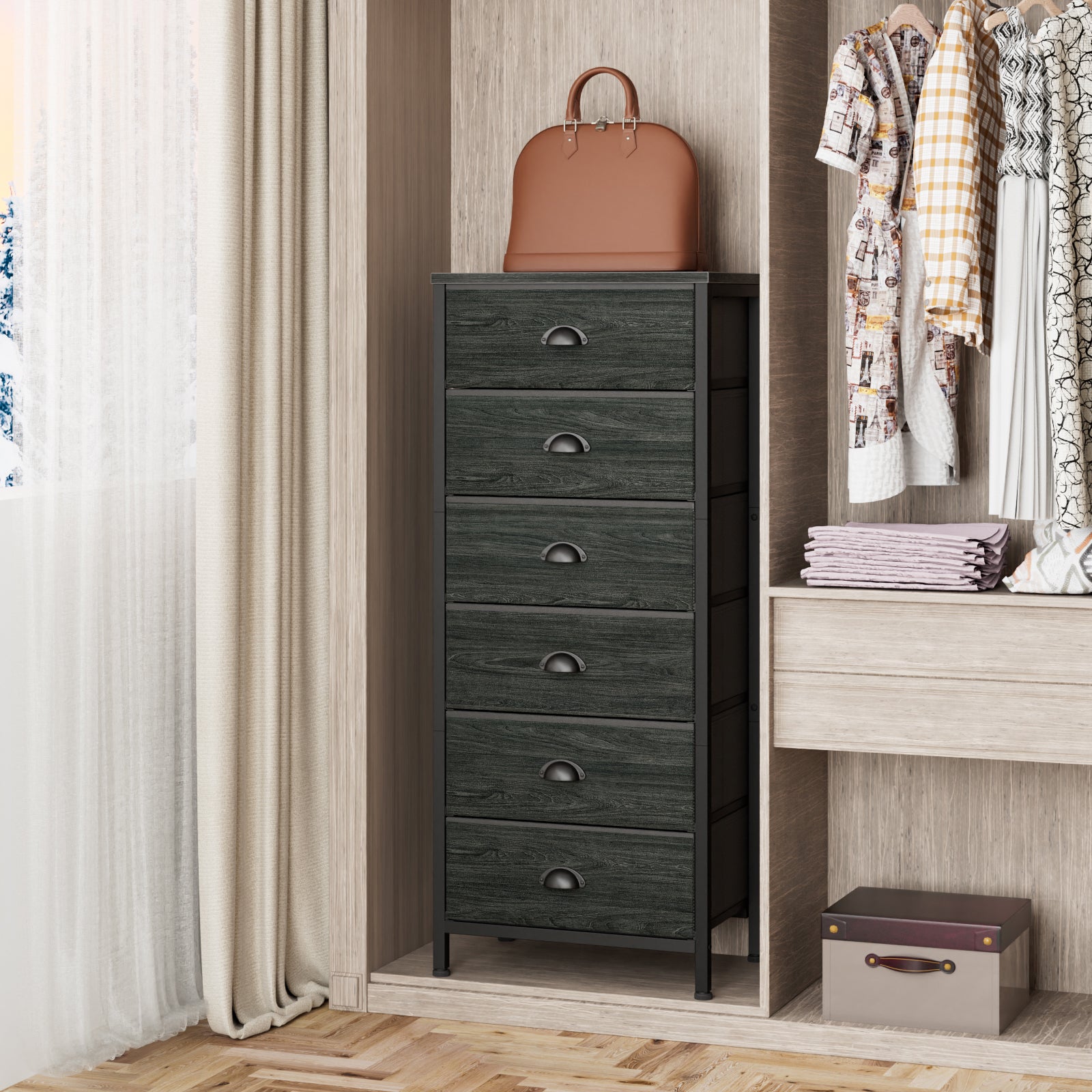 Furnulem Tall Dresser with 6 Fabric Drawers