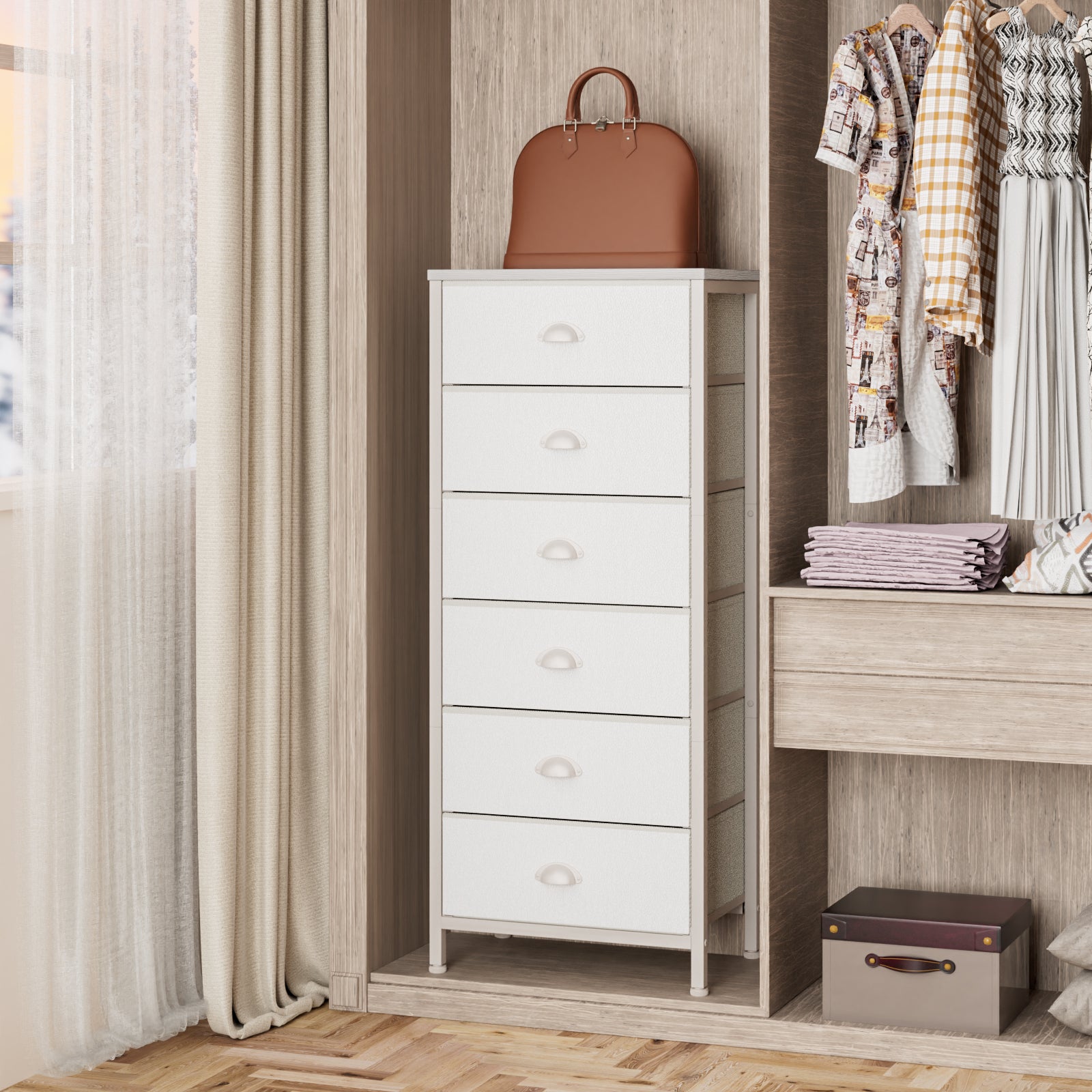 Furnulem Tall Dresser with 6 Fabric Drawers