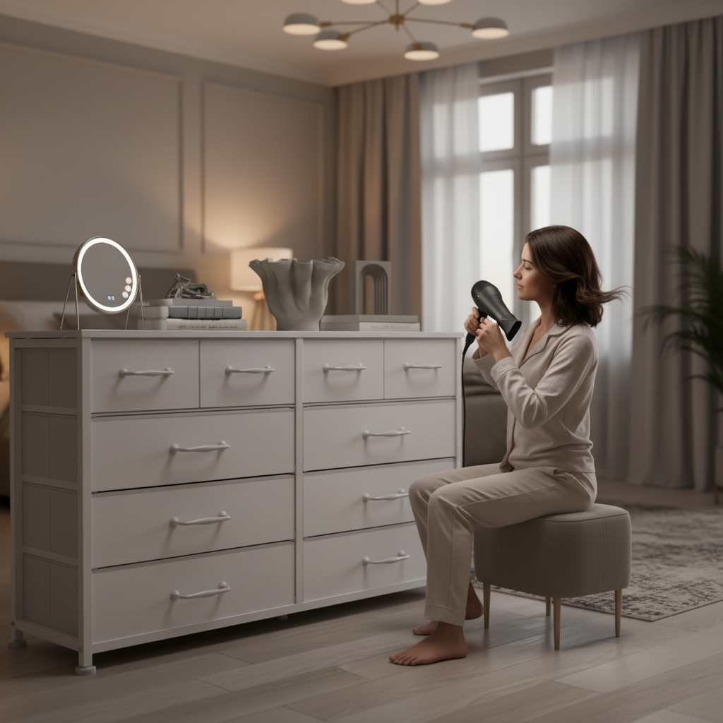 White Dresser for Bedroom with 10 Drawer  Entertainment Center for 40-45-50 inch Modern Tv Stand & Chest of Drawers for Living Room Hallway Entryway