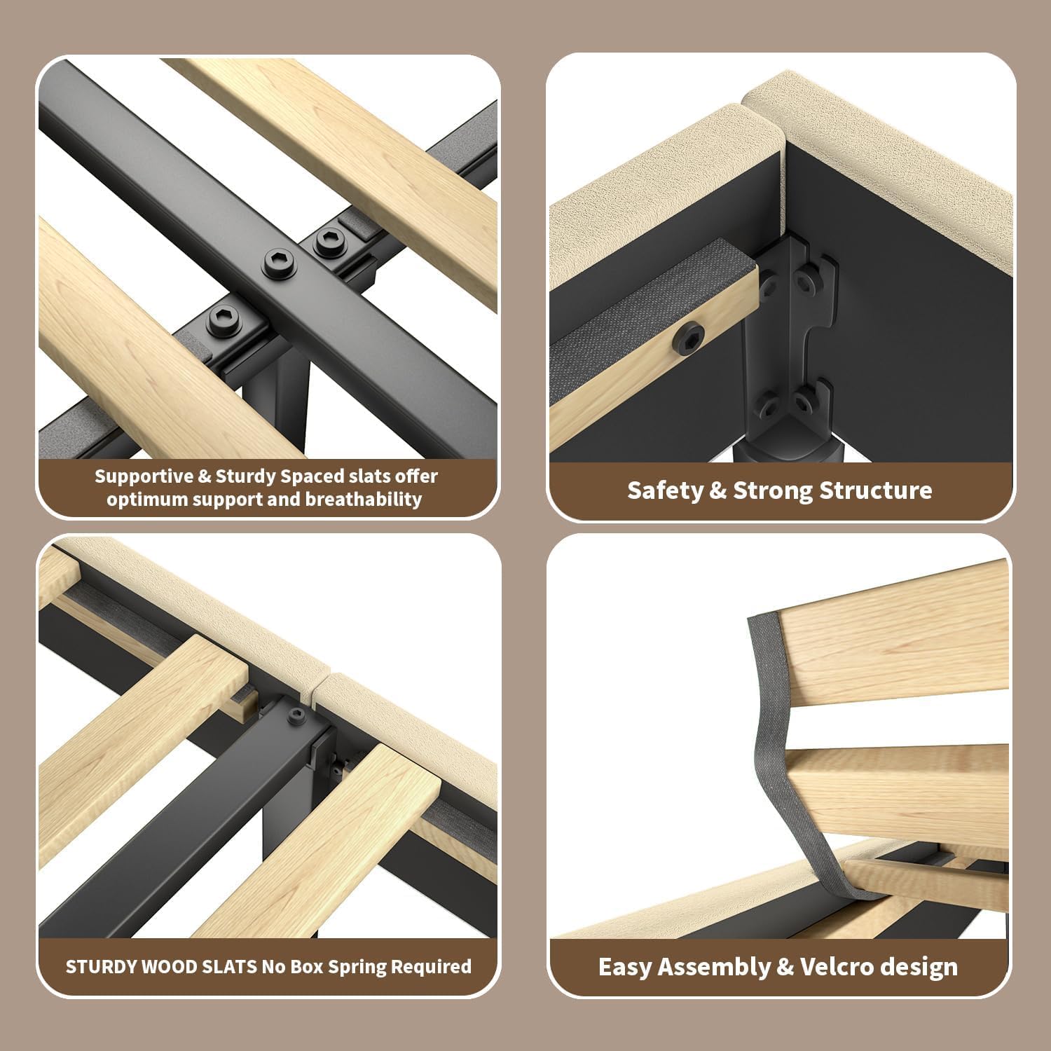 Furnulem Twin Bed Frames with Headboard Upholstered Bed Frame Teddy Soft Boucle Fabric bedframes Soft Cloud Marshmallow Shape Upholstered Headboard