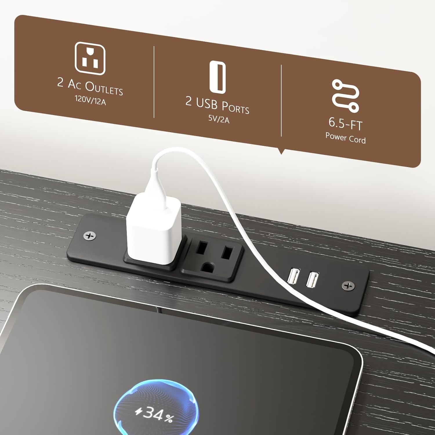 Furnulem 55” Long Dresser for Bedroom TV Stand for 55 to 65 inch TV Black Dresser with 10 Fabric Drawers Chest  Center with Power Outlet  LED Light