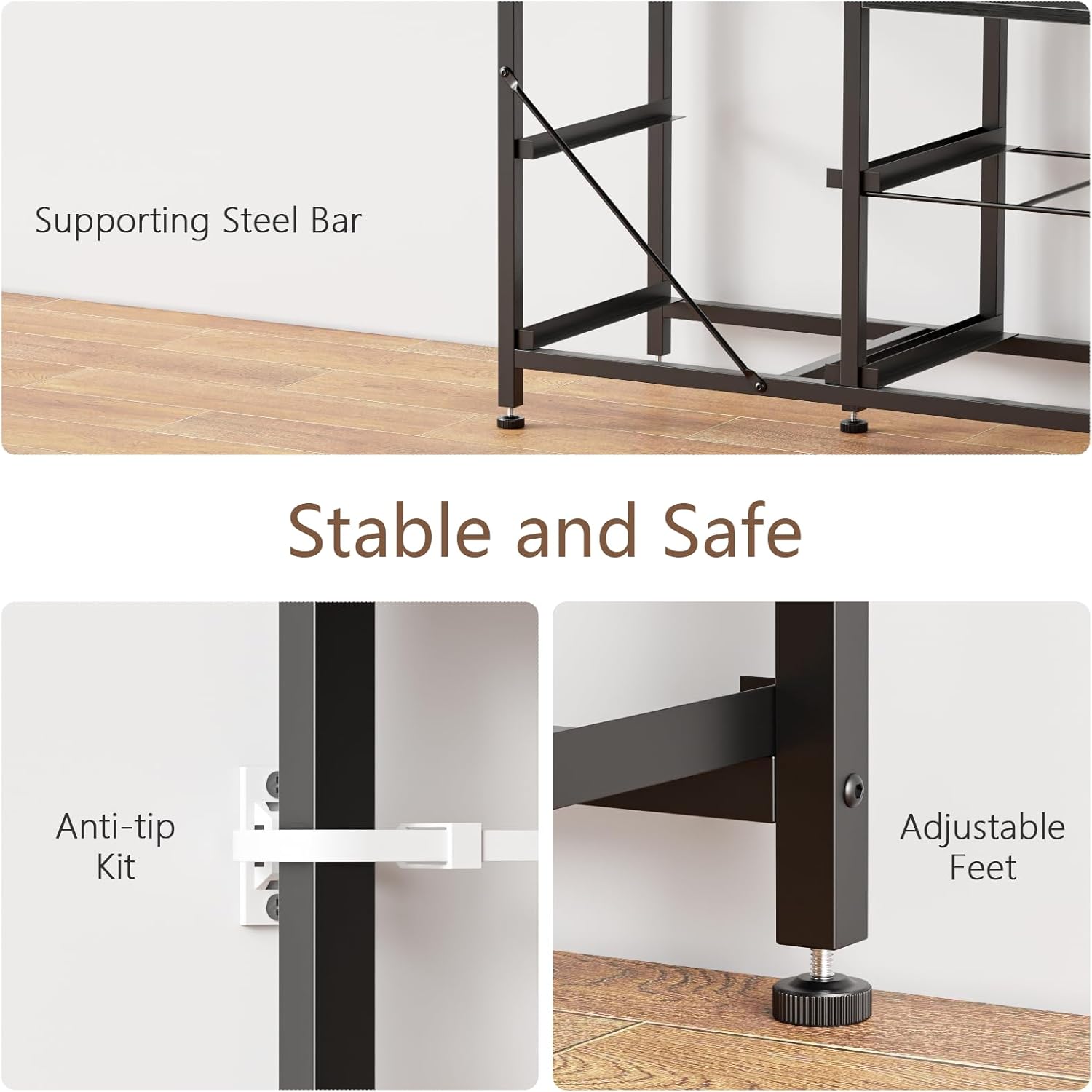 Furnulem 9 Drawer Dresser 55” Long TV Stand for Bedroom Entertainment Center with Power Outlet LED Light for 55"-65" TV Dresser with Fabric Storage