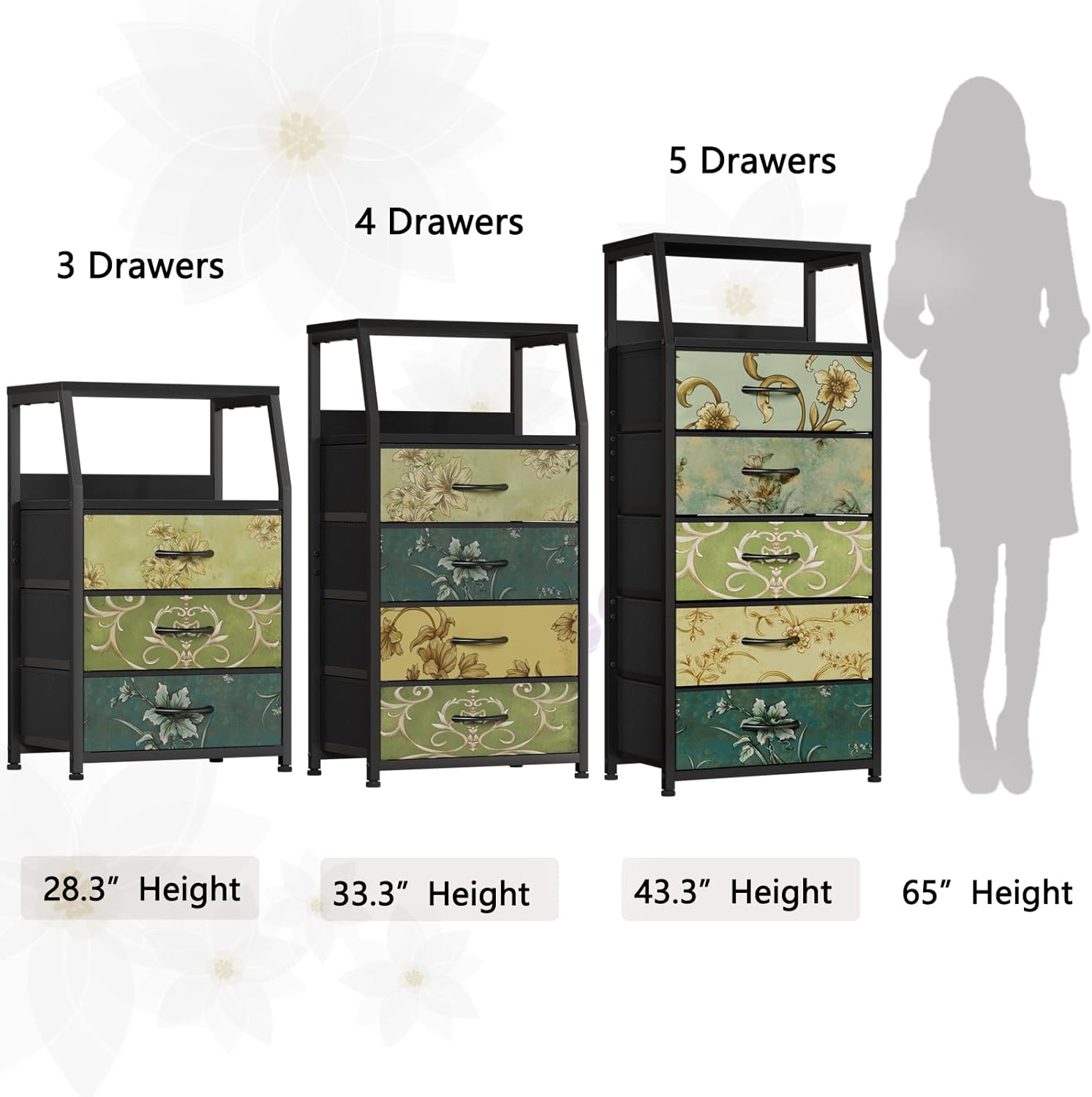 Furnulem Retro Nightstand with 3 Drawers & 2-Tier Shelf – Vintage Side Table for Bedroom or Closet