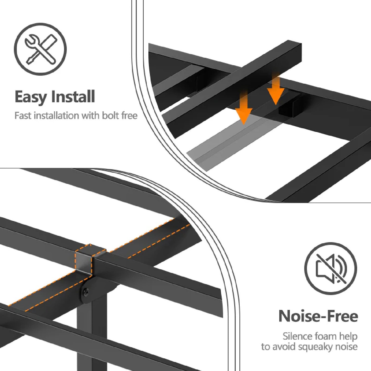 Furnulem LED Bed Frame with Upholstered Headboard and Charging Station