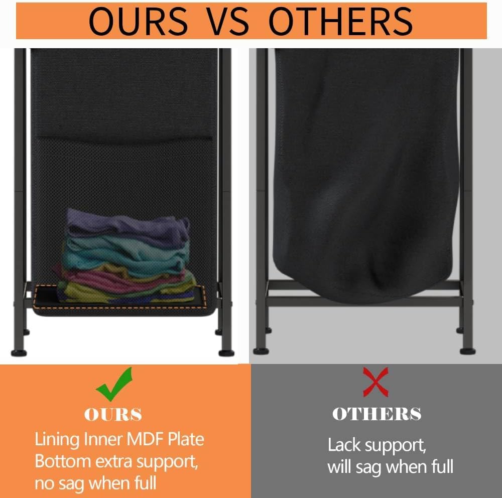 Furnulem 2-Tier Laundry Hamper with Shelf & Hooks – Removable Divided Bag for Bathroom or Bedroom
