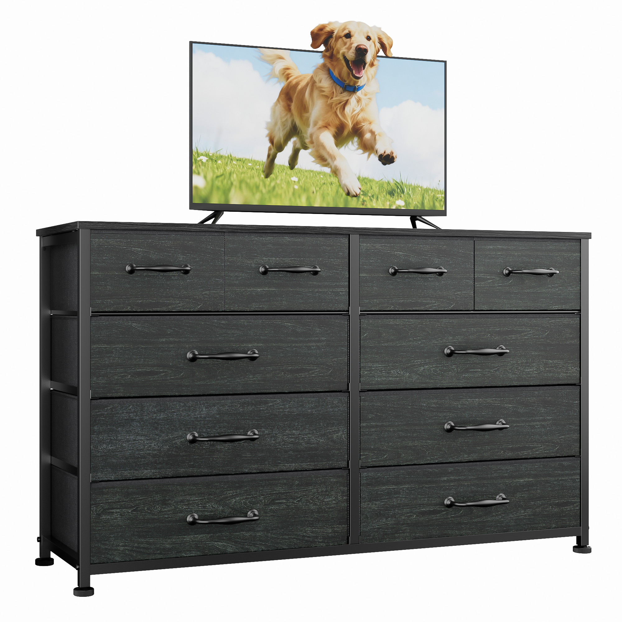 White Dresser for Bedroom with 10 Drawer  Entertainment Center for 40-45-50 inch Modern Tv Stand & Chest of Drawers for Living Room Hallway Entryway