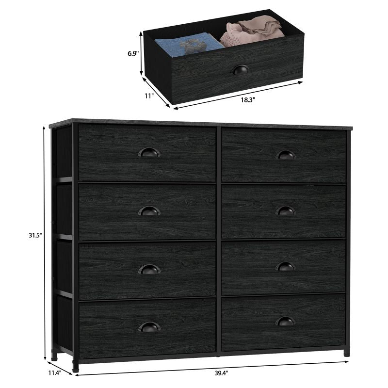 Furnulem Wide Dresser with 8 Fabric Drawers