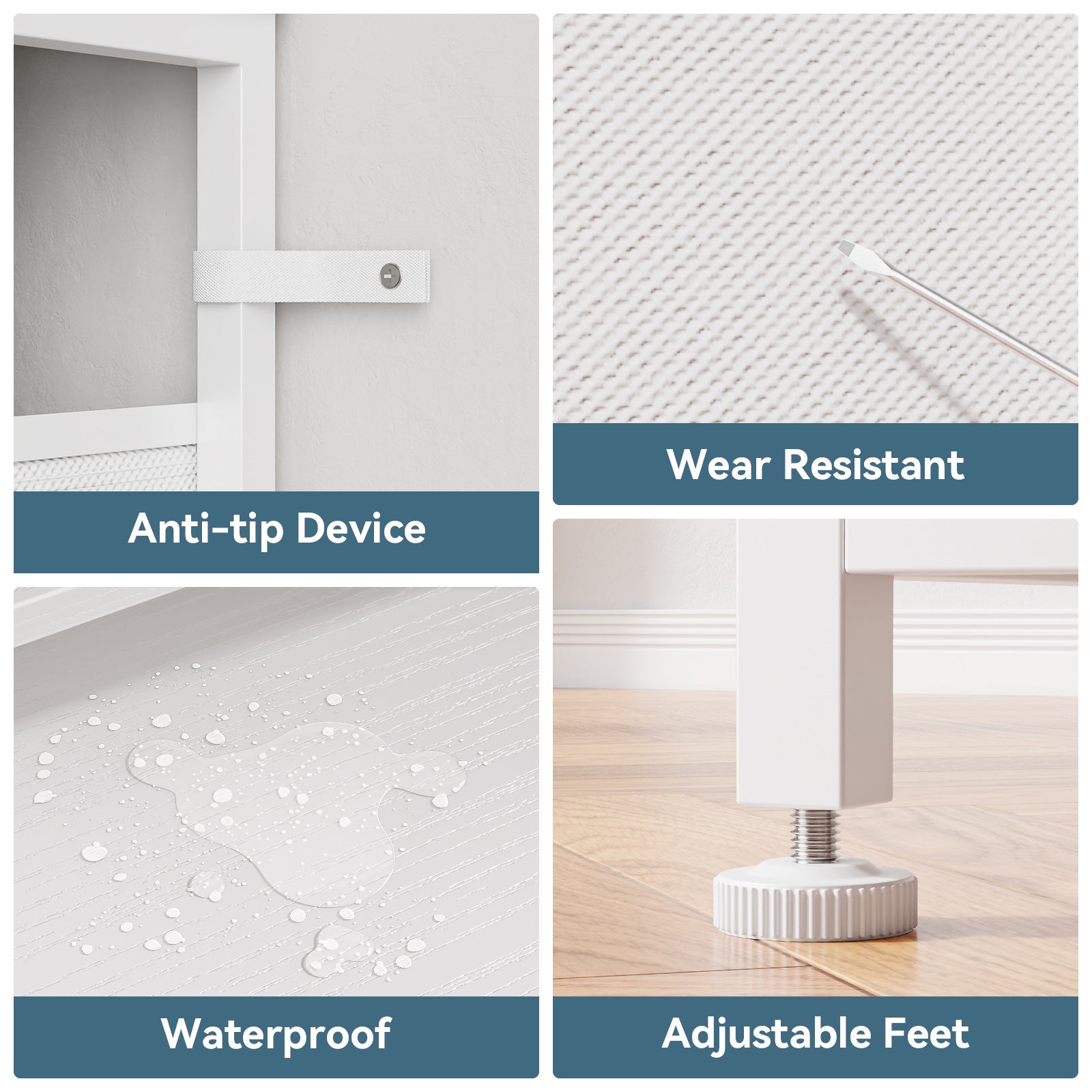 Dresser for Bedroom with LED Lights and Power Outlets 55-inch Large 12 Storage Drawers Dresser Long Fabric Chests with 2 Shelves Wooden Top White