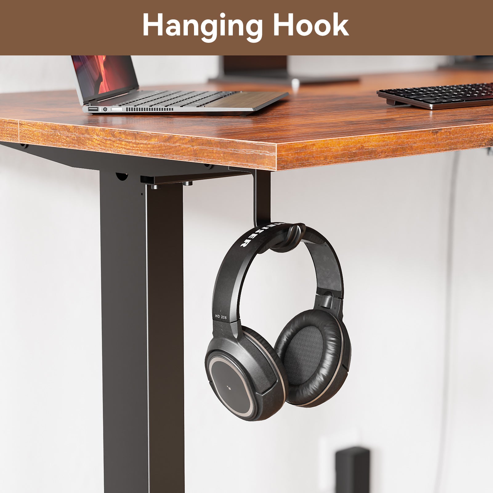 40 Inch Electric Standing Desk Adjustable Height Sit to Stand PC Desktop Workstation with Storage Bag Memory Presets Home Office Gaming Rustic Brown