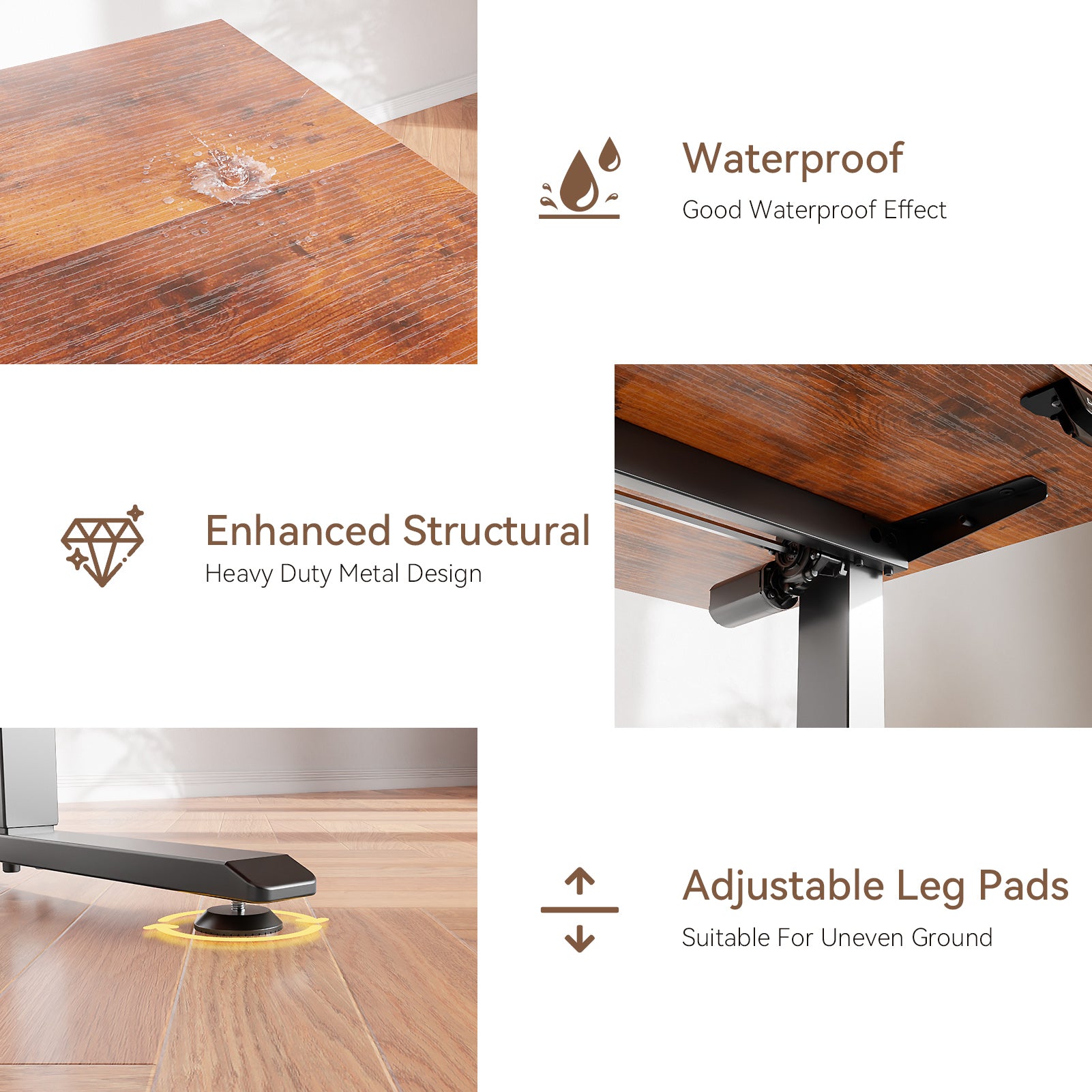 40 Inch Electric Standing Desk Adjustable Height Sit to Stand PC Desktop Workstation with Storage Bag Memory Presets Home Office Gaming Rustic Brown