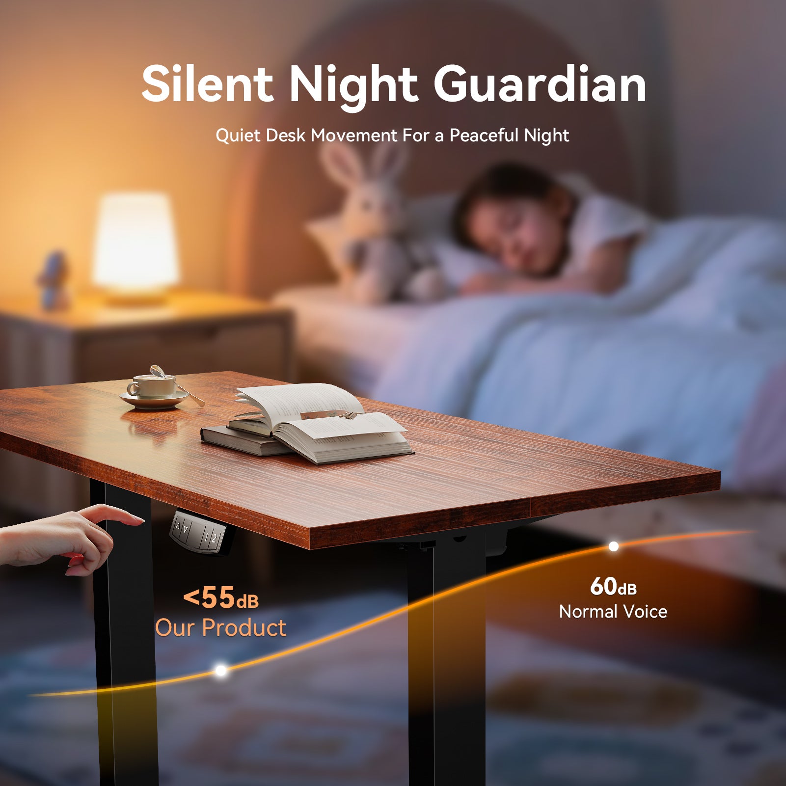 40 Inch Electric Standing Desk Adjustable Height Sit to Stand PC Desktop Workstation with Storage Bag Memory Presets Home Office Gaming Rustic Brown