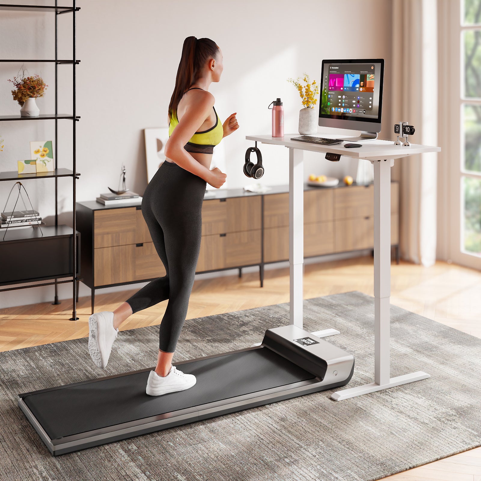 40 inch Electric Standing Desk Height Adjustable Sit to Stand Motorized Small Computer Desk for Home Office Gaming with Memory Presets Storage Bag White