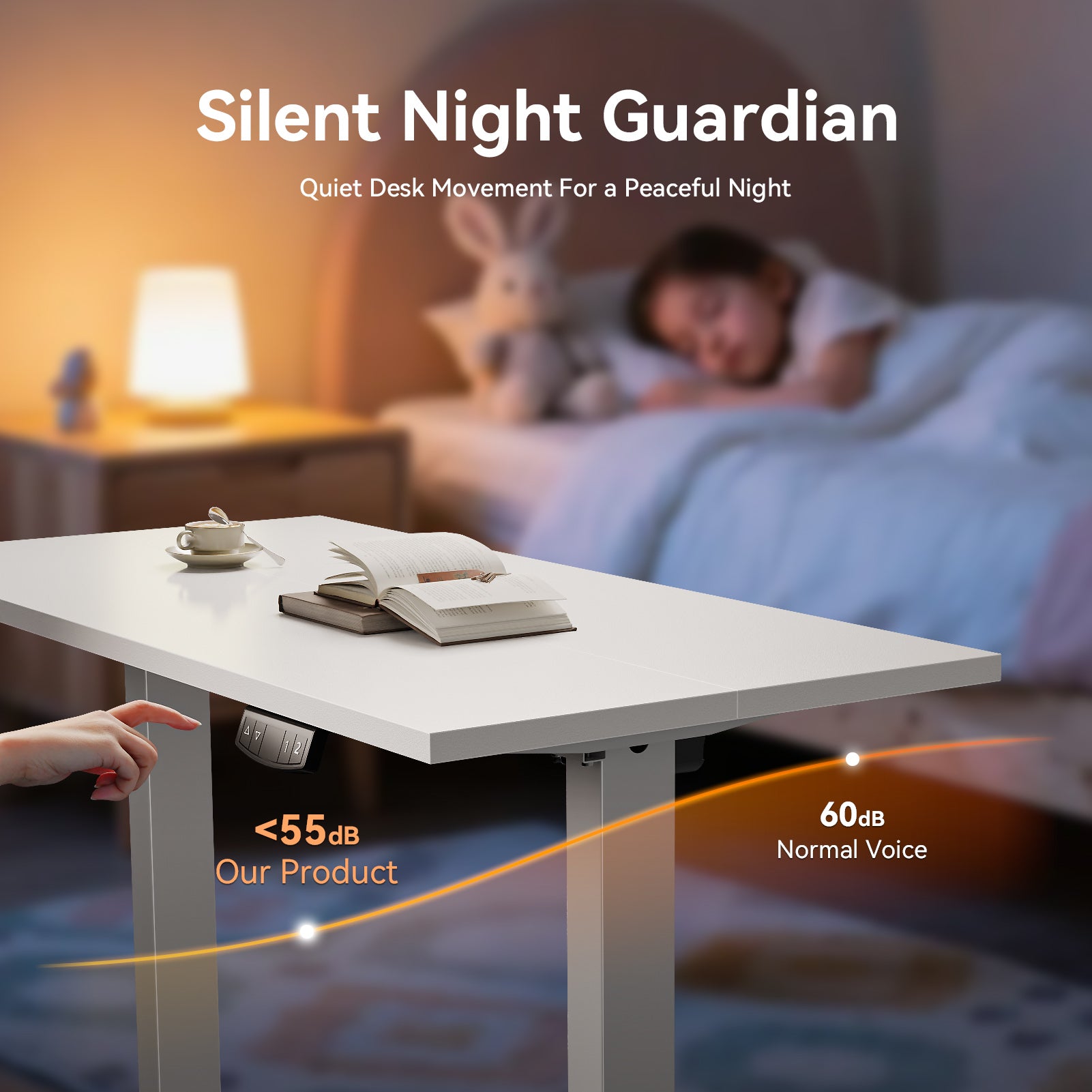 40 inch Electric Standing Desk Height Adjustable Sit to Stand Motorized Small Computer Desk for Home Office Gaming with Memory Presets Storage Bag White