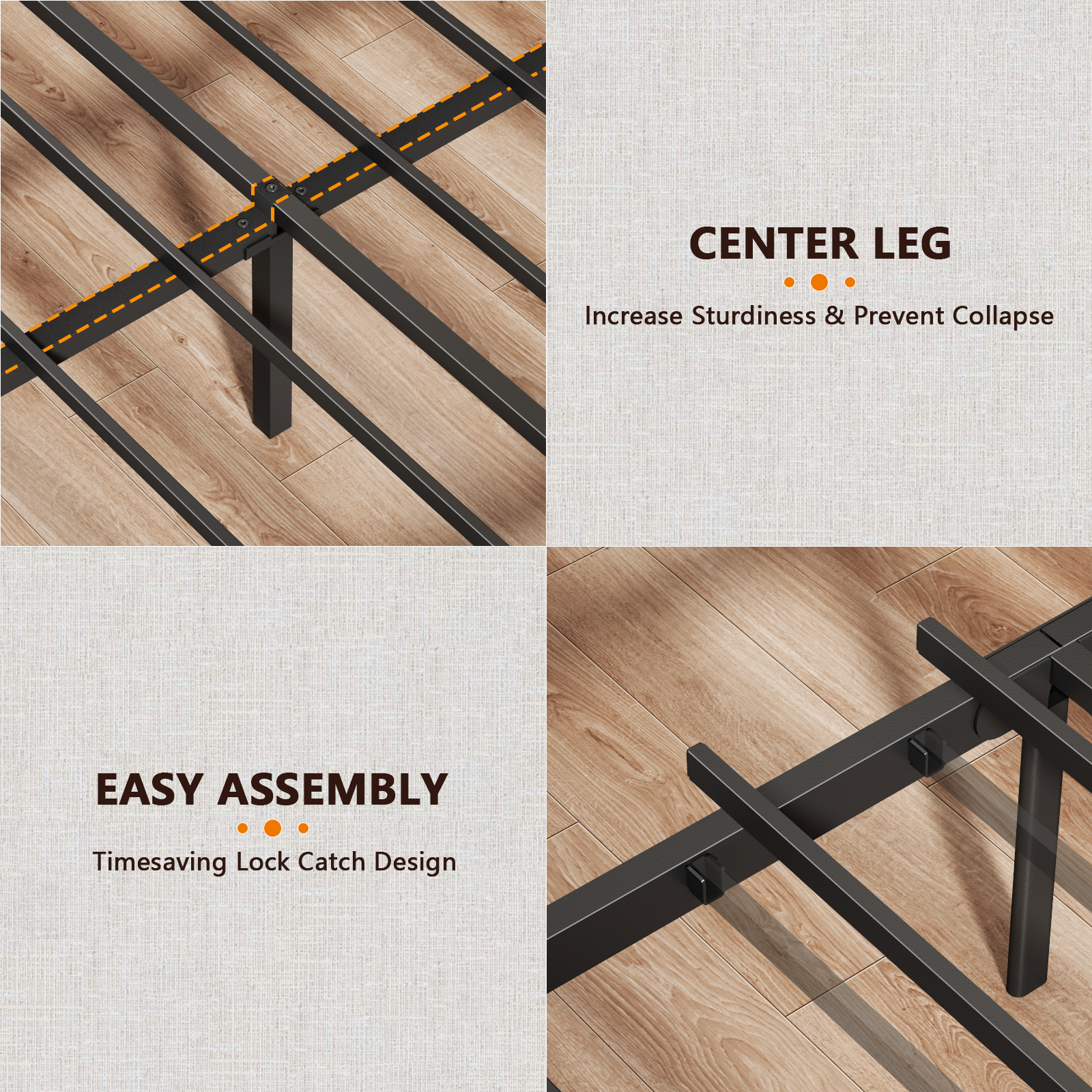 Full Size Bed Frame with Wood Headboard Black Platform Bed with 2 Storage Drawers Shelf Built in Charging Station  LED Lights No Box Spring Needed