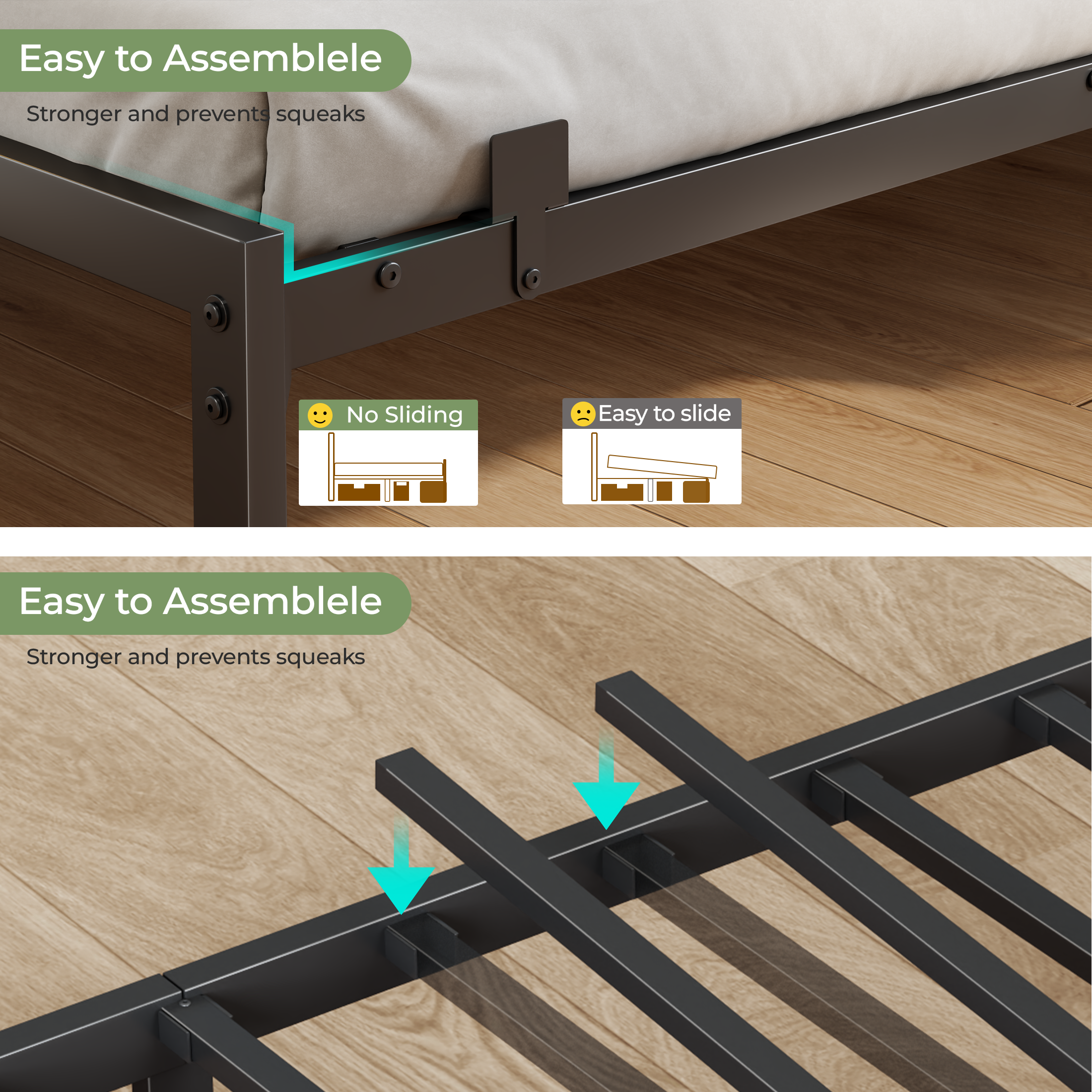 Furnulem Full Size Bed Frame with Headboard and Storage Drawers Full Metal Platform Corner Bed Frame with Charging Station and LED Lights Gray