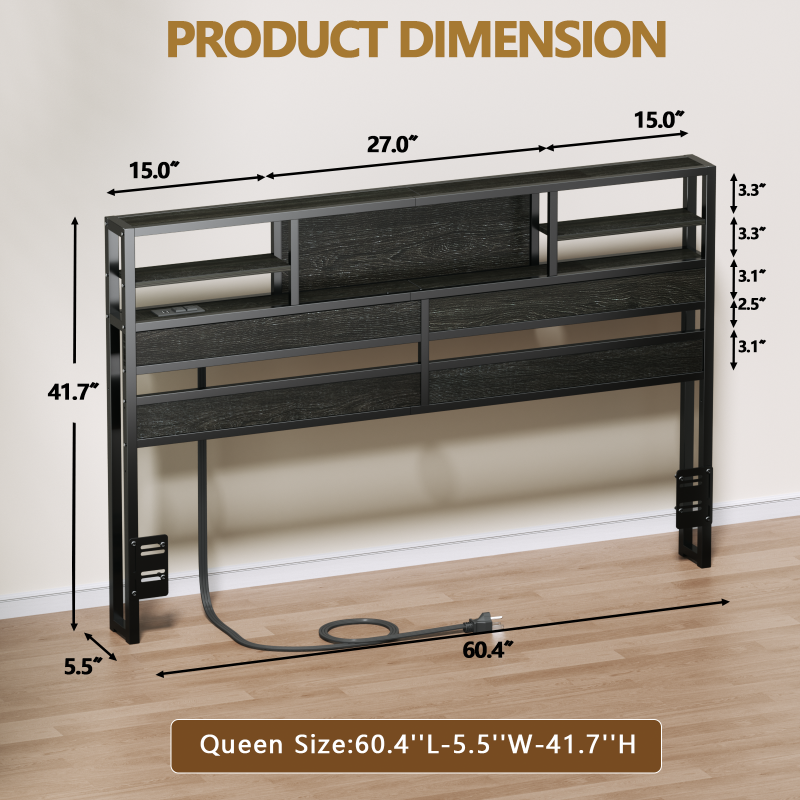 Furnulem LED Bed Headboards with Charging Station