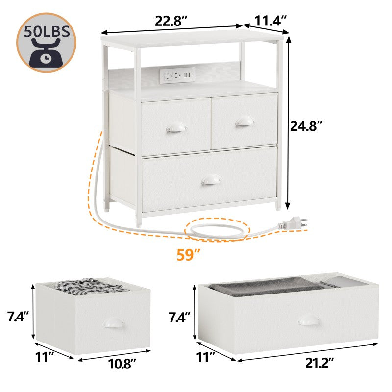 Furnulem Nightstand with Charging Station 1/2 Set