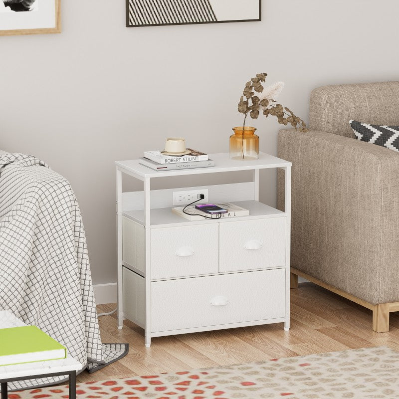 Furnulem Nightstand with Charging Station 1/2 Set