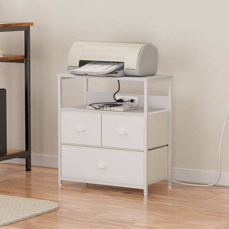 Furnulem Nightstand with Charging Station 1/2 Set