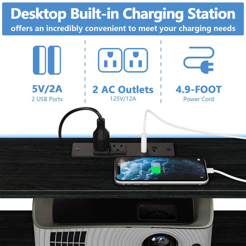 Furnulem TV Stand with Charging Station & 12 Drawers