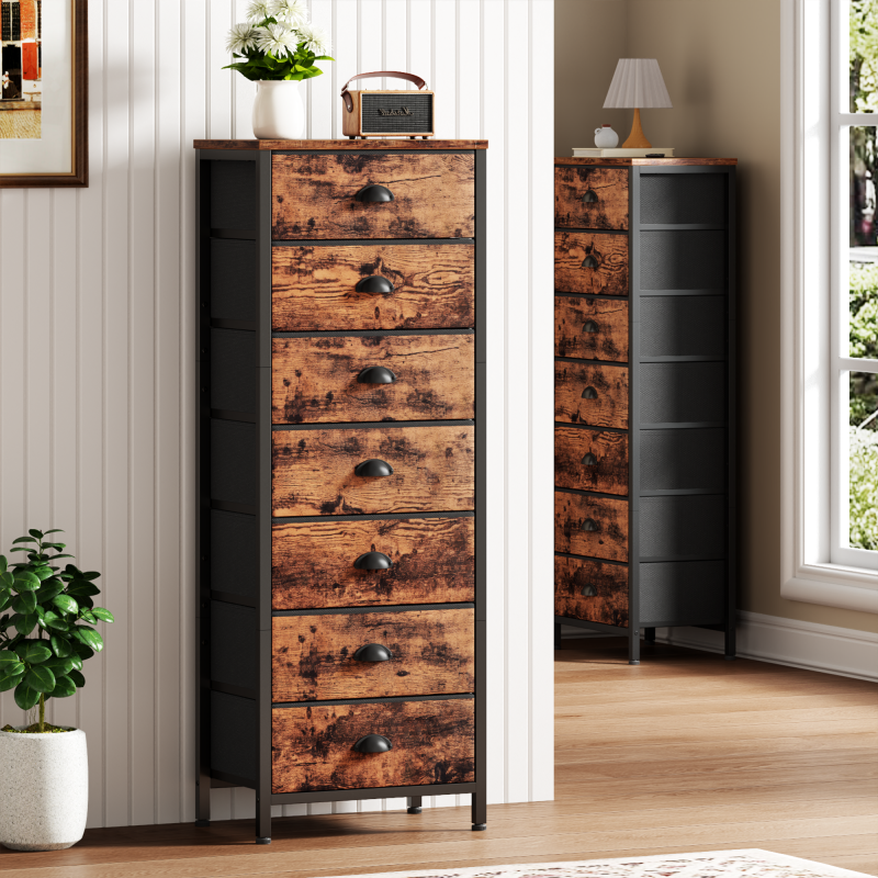 Furnulem Tall Dresser with 7 Fabric Drawers