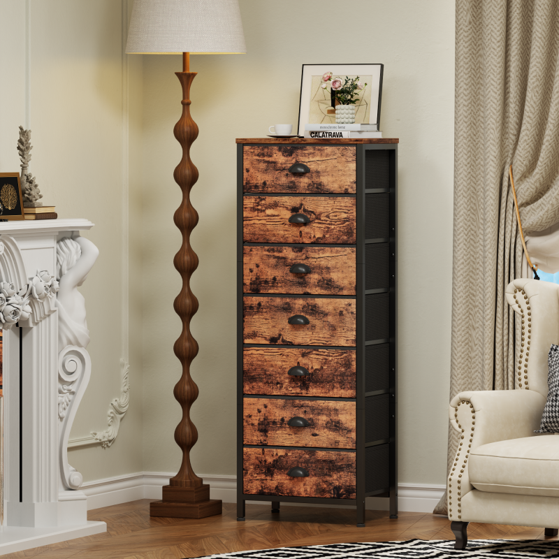 Furnulem Tall Dresser with 7 Fabric Drawers