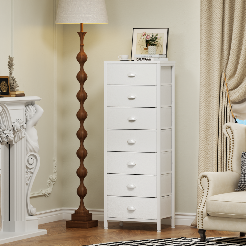 Furnulem Tall Dresser with 7 Fabric Drawers