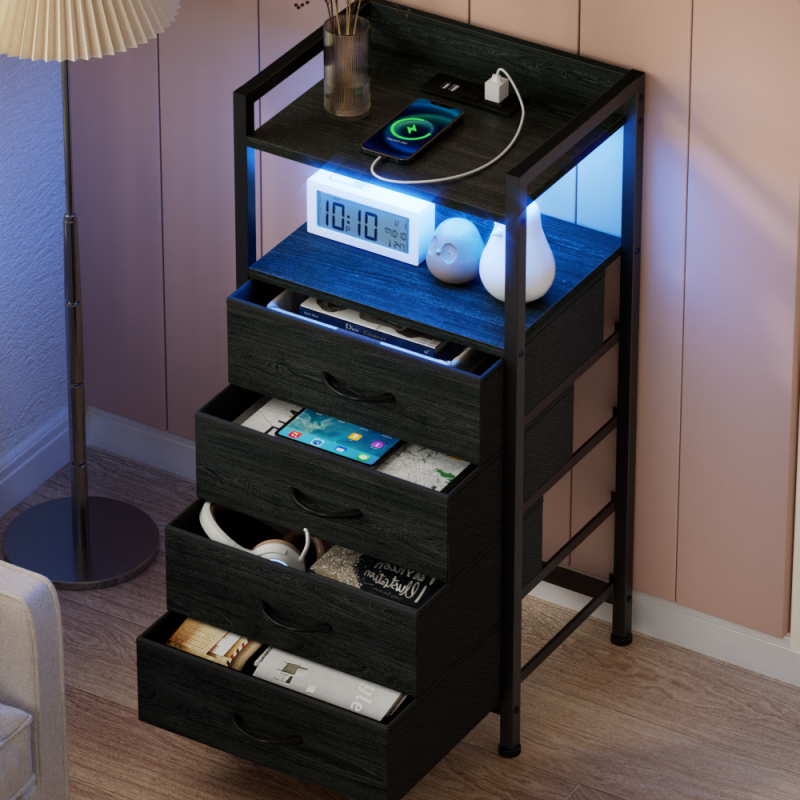 Furnulem 4/5 Drawer Nightstand with Charging Station
