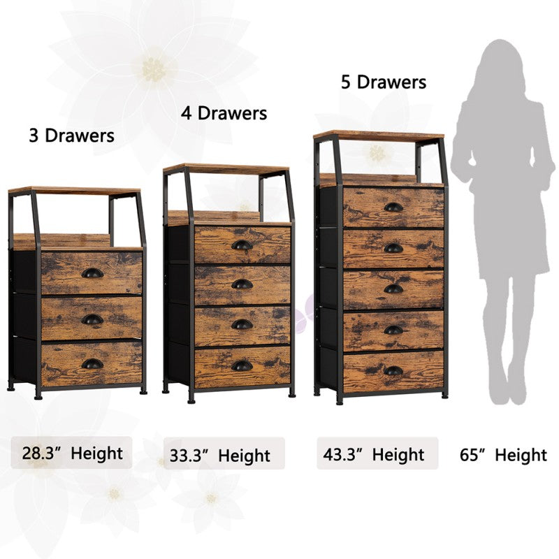 Furnulem Nightstand Dresser with Multi Fabric Drawers