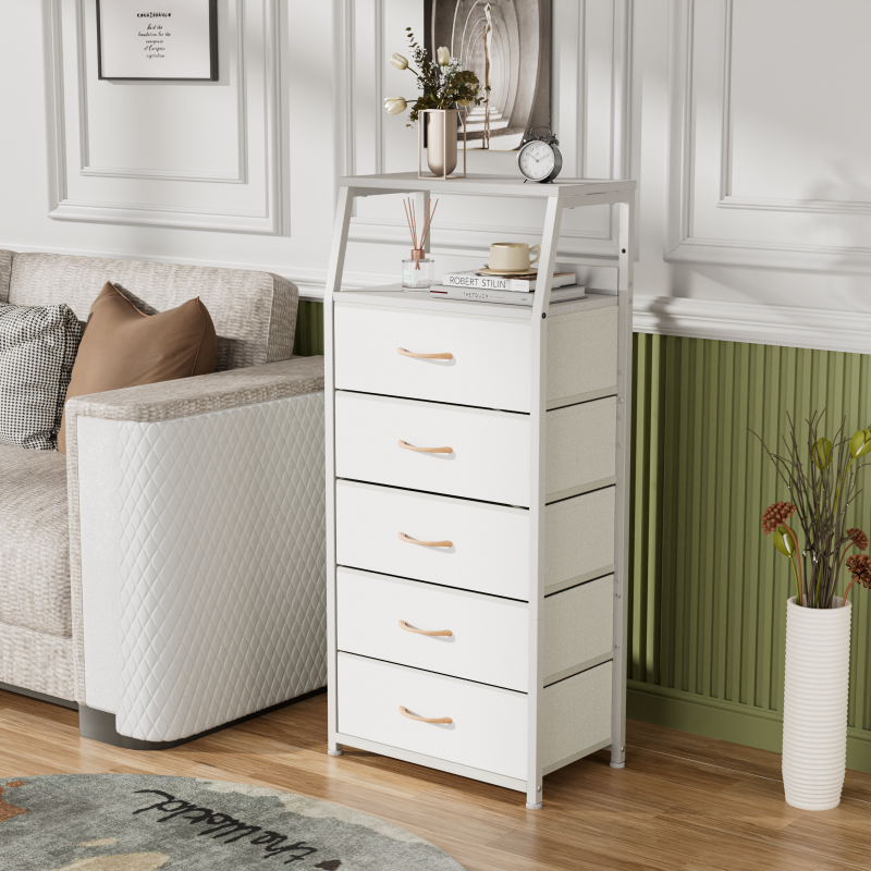 Furnulem Nightstand with Charging Station and Multi Fabric Drawers