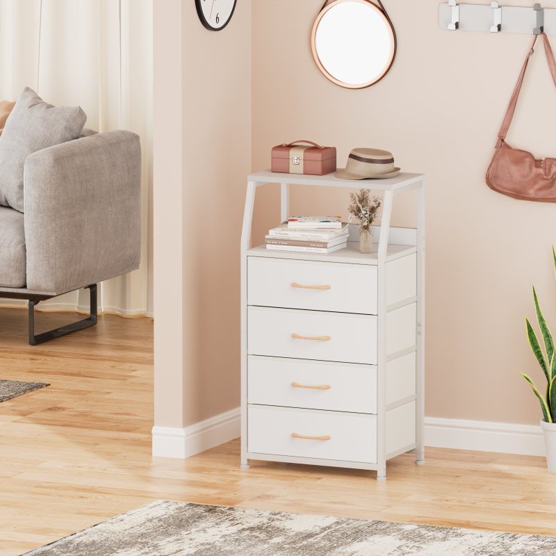 Furnulem Nightstand with Charging Station and Multi Fabric Drawers