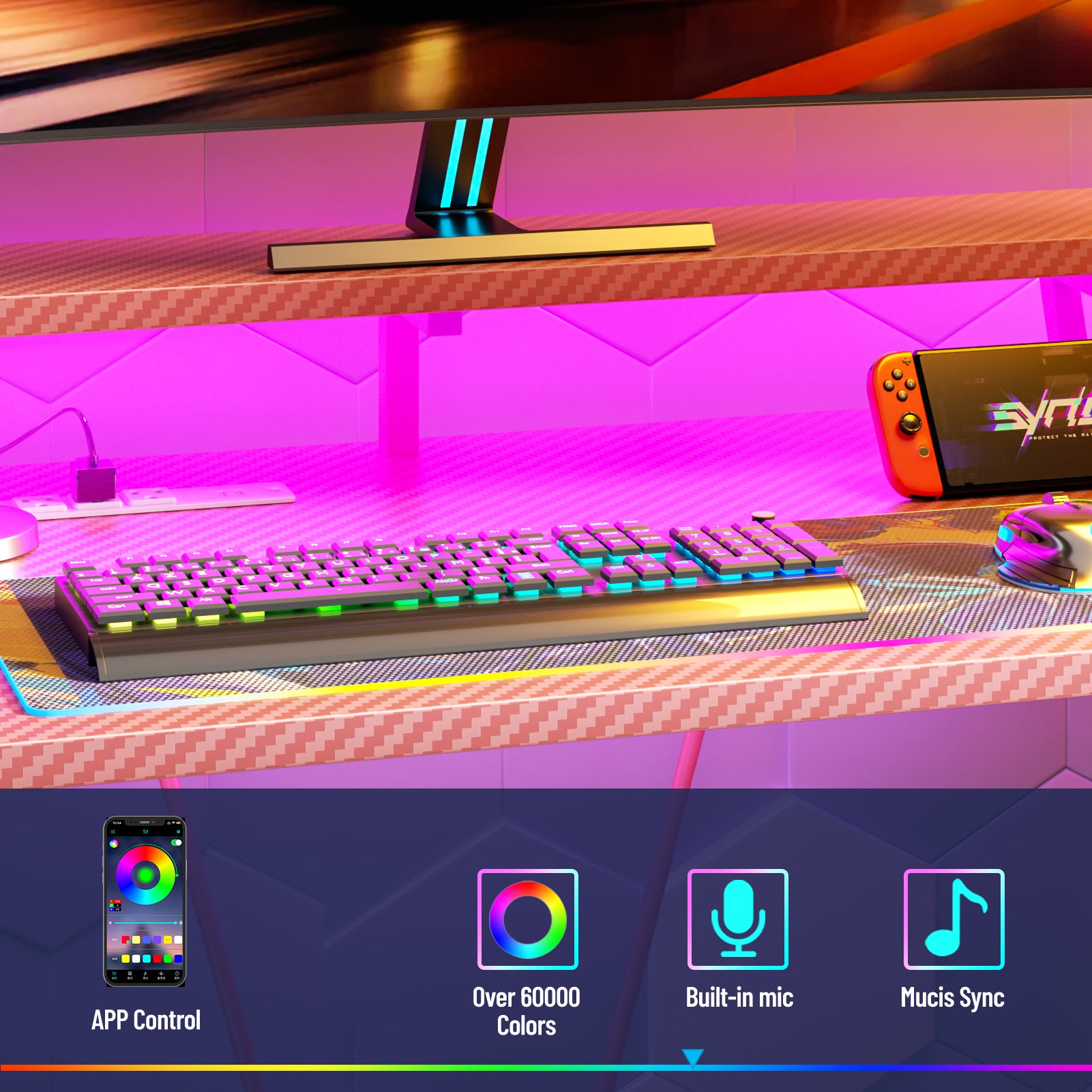 47 inch L Shaped Gaming Desk Pink Small Spaces Corner Computer Table with Monitor Stand Storage Shelves Gamer Desk Carbon Fiber Sturdy PC Room Desk