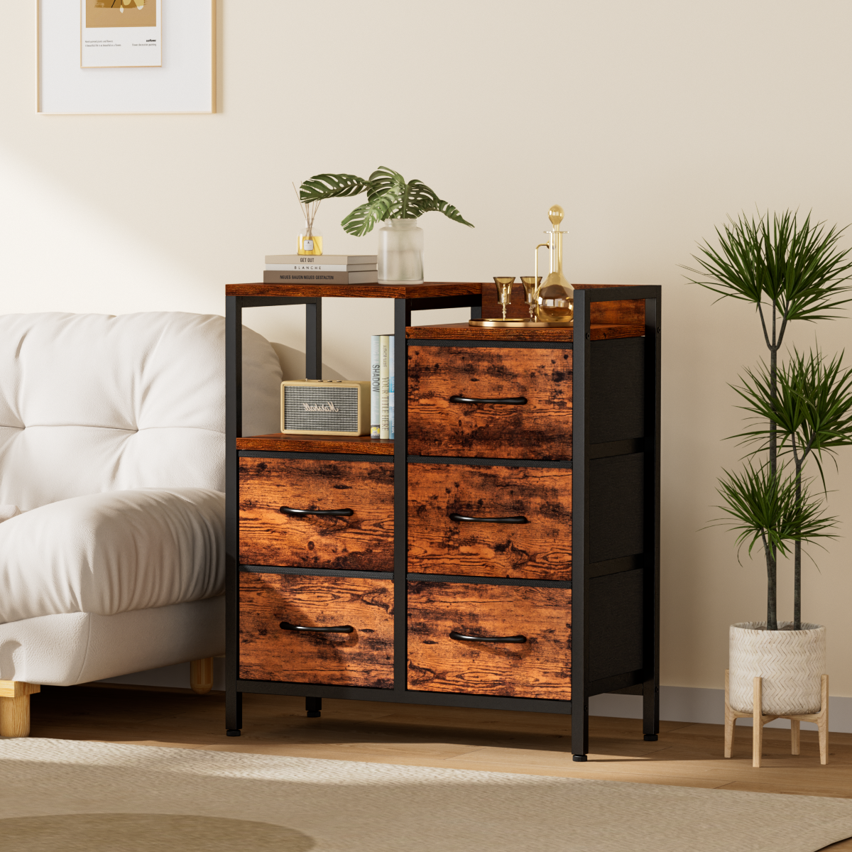 Furnulem 5 Drawer Rustic Dressers for Bedroom