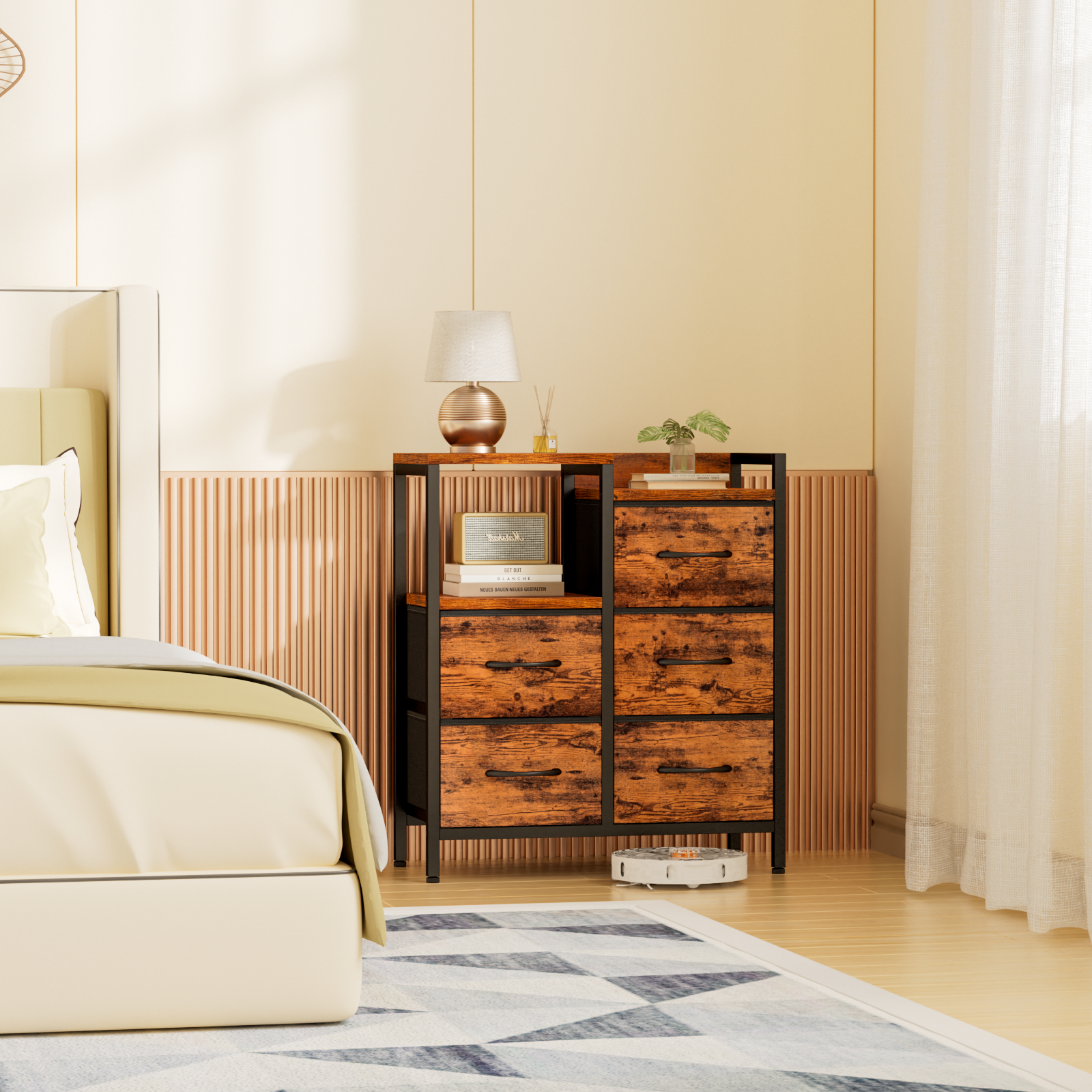 Furnulem 5 Drawer Rustic Dressers for Bedroom