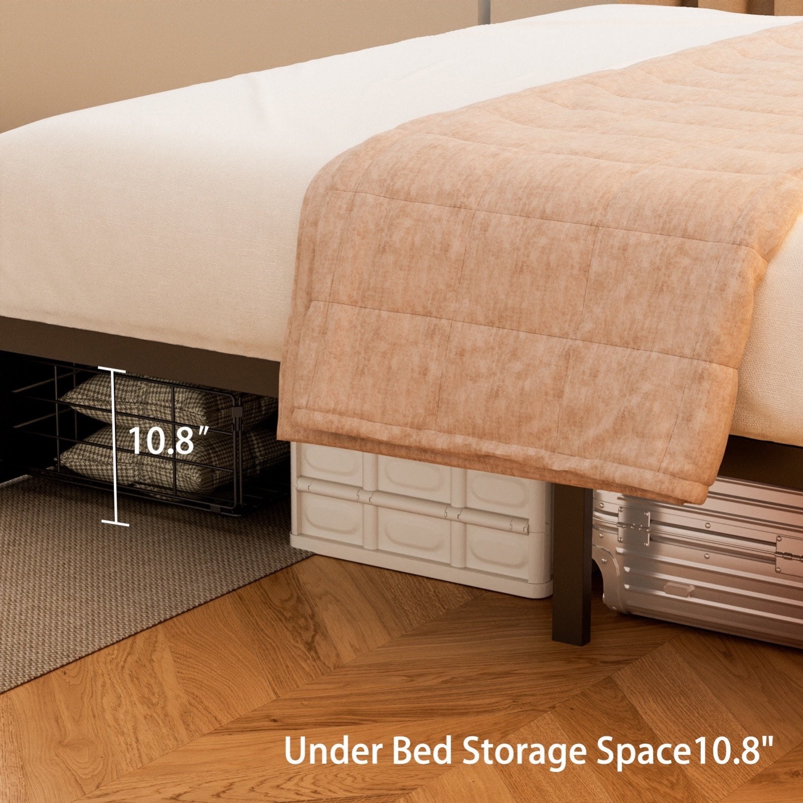 Furnulem Full  and Queen Size Bed Frame with Headboard, Bed Frame Full and Queen Size with Storage Drawers, Charging Station and LED Lights, Metal Platform No Box Spring Needed, Upholstered Headboard, Noise Free, Black